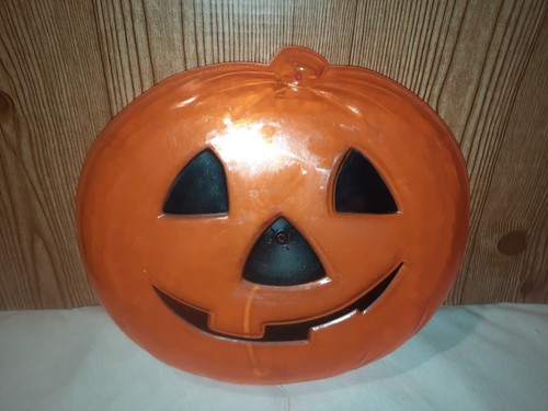 Vintage Halloween Jack-O-Lantern Flat Face Pumpkin Window Light 12"×11" WORKS - Picture 6 of 7