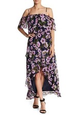 BB Dakota RSVP Womens Purple Floral Asymmetrical Yareen Dress size 2