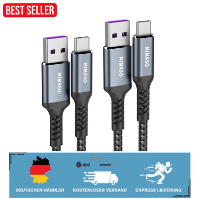 Super Charge USB C Kabel für Huawei 5A [2Pack/1M+2M], 480 Mbps Datenübertragung