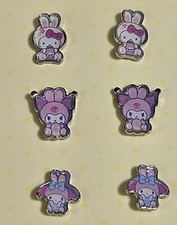 3 PAIRS HELLO KITTY AND FRIENDS SANRIO CLAIRE'S BUNNY EASTER ENAMEL EARRINGS NWT