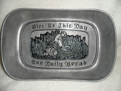 Wilton Armetale aluminum 10 3/4'' bread tray ''Give Us This Day Our Daily Bread