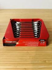 Snap-on Tools USA NEW 9pc SAE 10° Offset 12pt Short Chrome Box Wrench Set XS609A