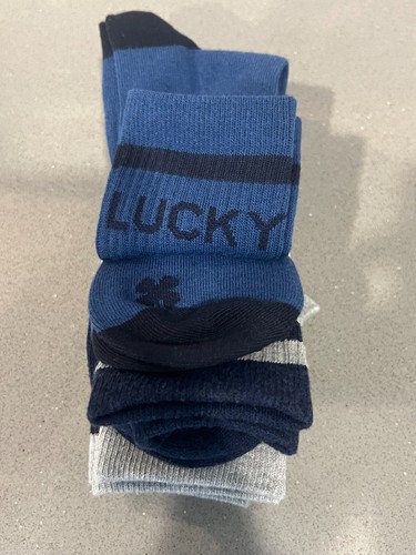 Lucky Brand Blue and Grey Crew Socks 6-Pairs Size 6-12 NEW WITH TAGS - Picture 5 of 8