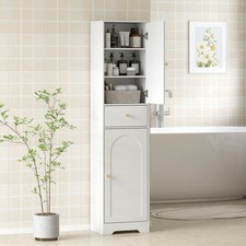 170cm Tall Bathroom Cabinet Slim Bathroom Storage Cabinet with Drawer White