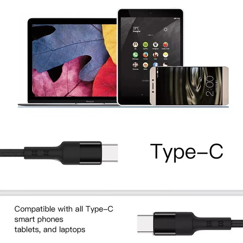 Type C to Type C Cable PD 60W Fast Charger Braided Long USB Lead For Samsung - Picture 7 of 11