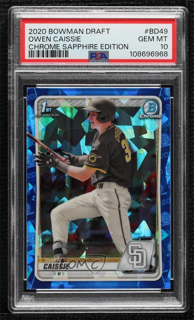 2020 Bowman Chrome Draft Sapphire Edition Owen Caissie #BD-49 PSA 10 GEM MT 0c3e