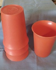 Lot of 4 Vintage Tupperware 109 Bright Orange Kids Bell Tumblers 7oz Cups NICE