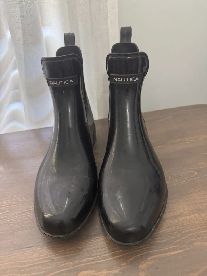 Botas Nautica para Mujer 7 Shayna Bota de Lluvia Negras Tirar al Tobillo Cómodas Informales Foto 2 de 4