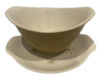Vintage Gravy Boat And Underplate From The ''Star Glow'' Pattern By Royal China.