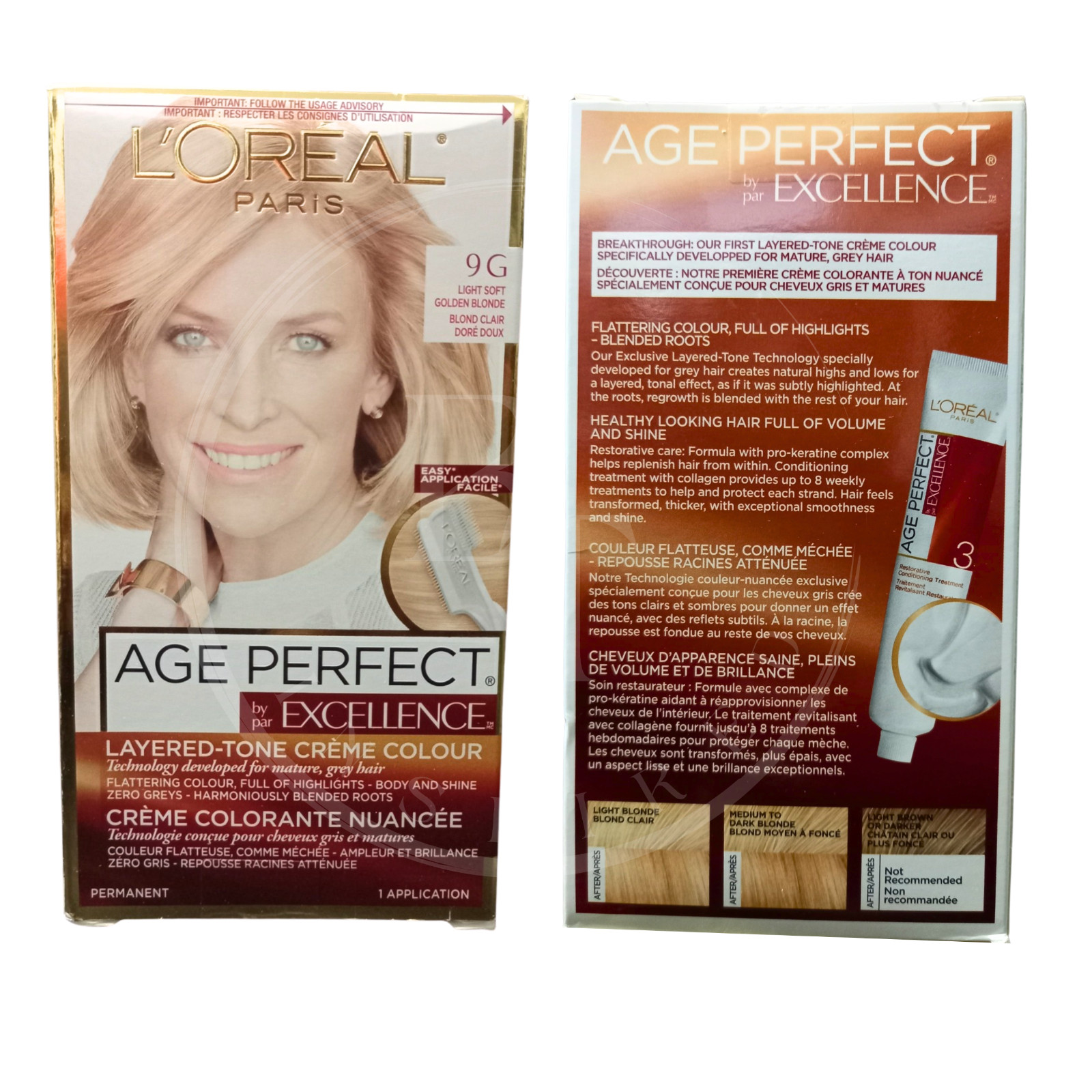 4x L'Oreal Paris Age Perfect Hair Color - 9G Light Soft Golden Blonde NO TARIFF
