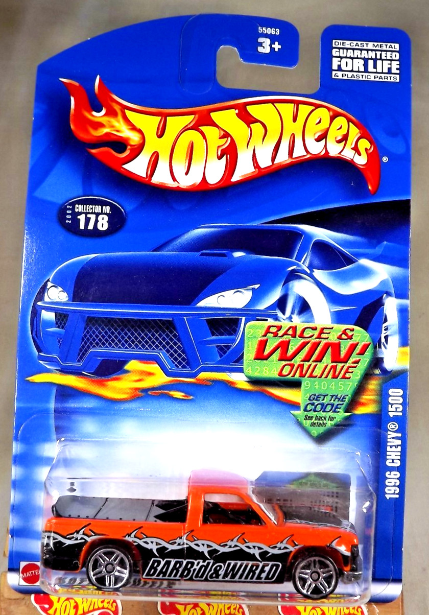 2002 Hot Wheels Mainline/Collector #178 1996 CHEVY 1500 Orange w/Chrome Pr5 Sp