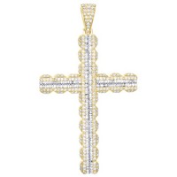10K Gelbgold AnhäNger Kreuz Rund & Baguette Diamant 3.50 Ct Fancy