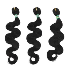 3 Pcs Brazilian Body Wave Hair Extensions Synthetic Black Hair Bundles