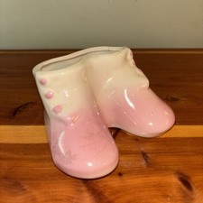 Vintage Baby Girl Ceramic Planter Booties. Please Read