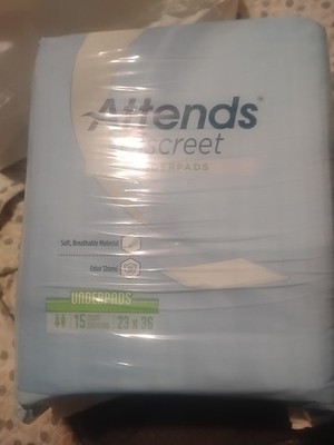 Attends Discreet Underpads 23'' x 36'', UFS236RG, 15pk Soft Breathable Odor Shield