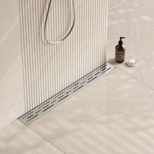 24 Inch Rectangular Linear Shower Drain with Brick Pattern Grate, Brushed 304