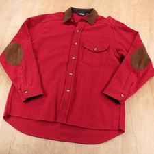 WOOLRICH wool flannel elbow patches camp shirt jacket LARGE / XL vtg 80s 90s usa