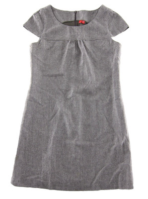 Vintage ESPRIT Wool Brown Cap Sleeve Round Neck Shift Smock Tunic Dress 10