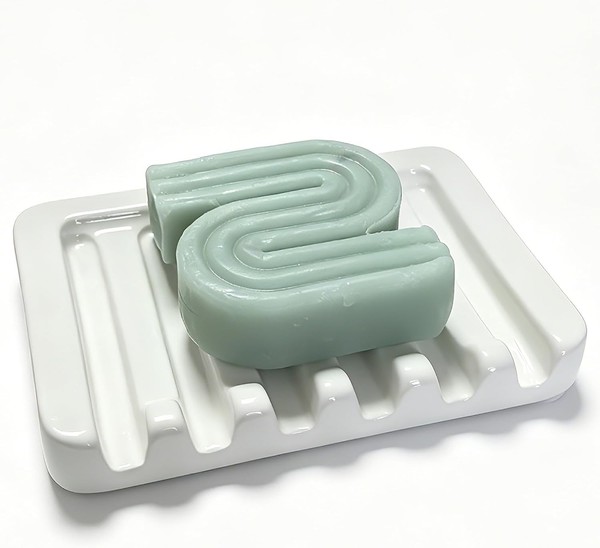 Selbstentleerende Seifenschale, Seifenhalter Aus Keramik Mit Wasserfall-Design,-image