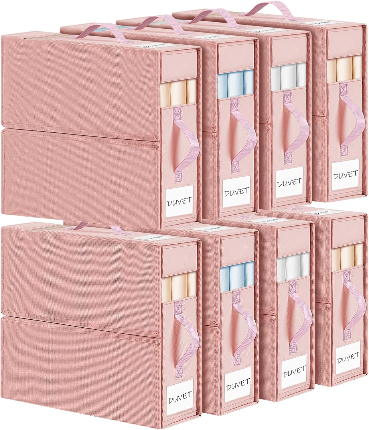 8 Pack Foldable Bed Sheet Organizers for Linen Closet - Grey Storage Solution