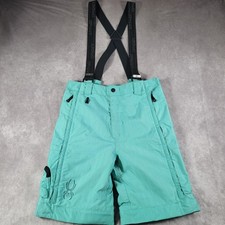 Spyder Bibs Shorts Youth 20 Green Insulated Spylon Snowboard Suspenders Overalls