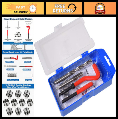 Metric Thread Repair Kit M12 X 1.5, Helicoil Inserts & HSS Drill Bit, 10PC Set