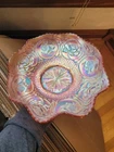 Pretty Fenton Carnival Glass Marigold Dragon & Lotus Pattern Ruffled Bowl