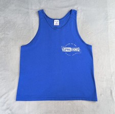 Vintage Spalding Tank Top Shirt Sleeveless Blue Double-Sided Men Large USA Made