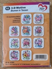 10 x 3D Motive Blumen in Tassen