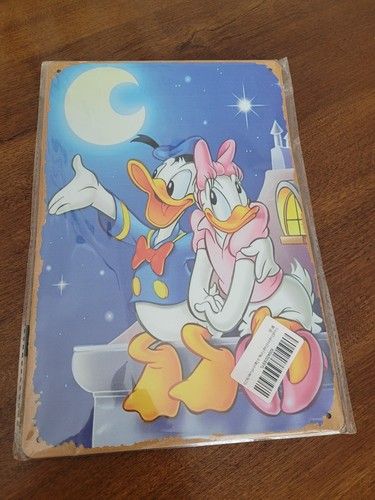 Disney Donald Duck Daisy Duck Metal Wall Sign Art Decor Looking at the Moon