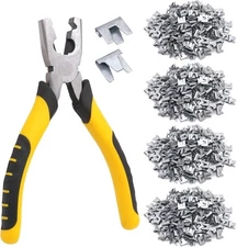 1200pcs Wire Cage Clips with Hog Ring Pliers Fencing Plier Snap-Ring Yellow 