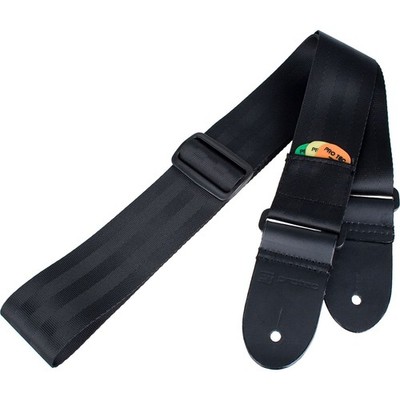 Pro Tec GSS1 Seatbelt Guitar Strap with Thick Leather Ends and Pick Pocket Ab...