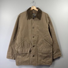 Vintage Gap Barn Coat Mens Medium Brown Canvas Corduroy Collar Lined Workwear