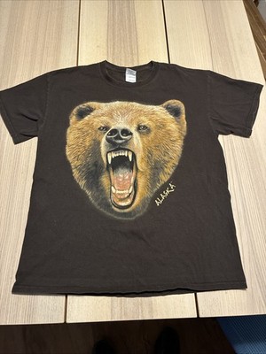Vintage Grizzly Bear Shirt Mens Large Brown Wildlife Animal Graphic Gildan