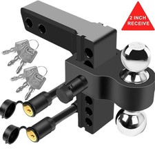 2 Receiver Trailer Hitch 6 Drop Tow Hitch Adjustable Dual Ball Mount 18500lbs