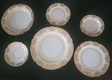 2 - 6 pc 1930 Noritake GASTONIA 98827 Place Settings Raised Gold Flower Accents