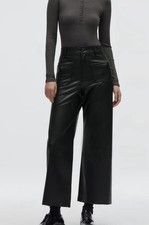 NWT Zara High-Waisted Marine Straight Faux Leather Pants Sz 4