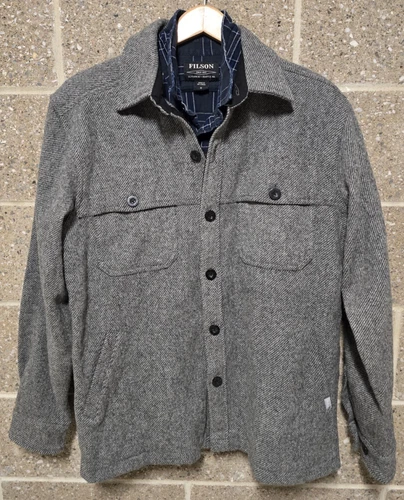 ​Woolrich Heritage Herringbone Wool Cape Coat Jacket Med Grey Cruiser Mackinaw - product listing photo