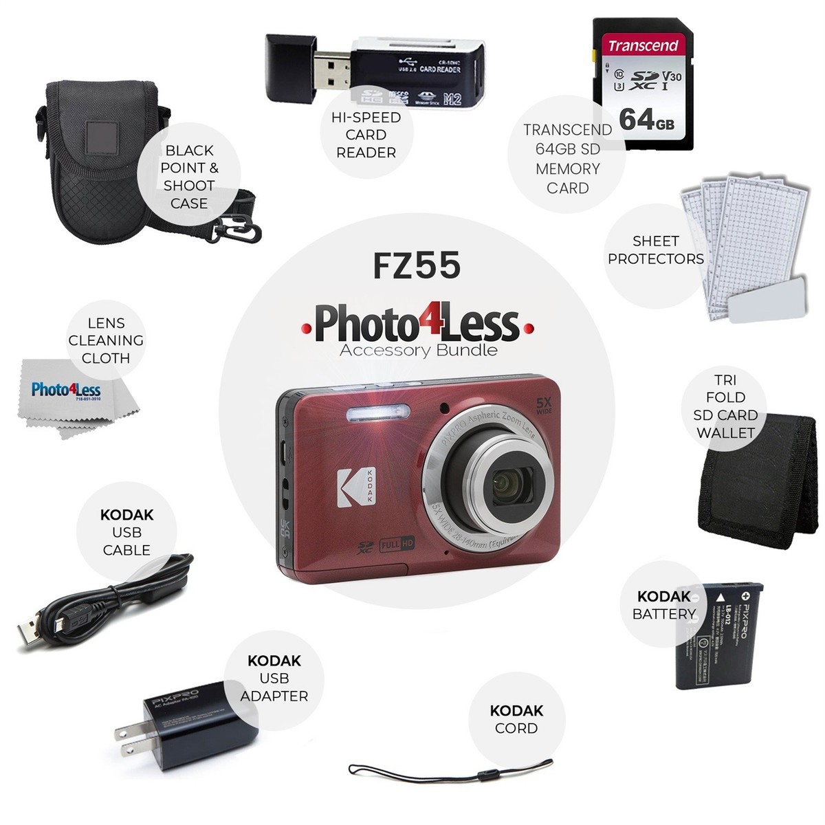 【新品未開封】Kodak FZ55 RED レッド Kodak PIXPRO FZ55 16.4 Megapixel Compact Camera Red FZ55-RD