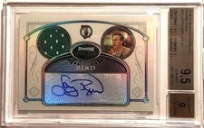 Larry Bird 2006-07 Bowman Sterling Refractors Game-Patch/ Autograph /199 BGS 9.5
