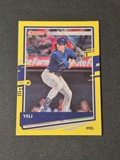 2020 Panini Donruss Christian Yelich YELI Yellow SP Variation #110b Brewers