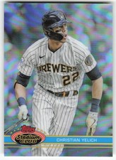 2021 Stadium Club Chrome #209b Christian Yelich 1991 Design Variation Brewers