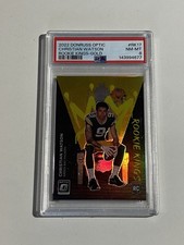 2022 Panini Optic Christian Watson RookieKings RK-17 Gold /10 PSA 8 Jersey Match