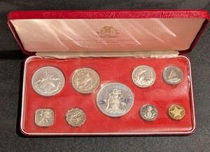 Franklin Mint 1972 Bahama Islands Silver Proof Set w/ Case & COA, 1c-$5