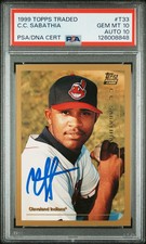 1999 Topps Traded C. C. Sabathia #T33 PSA 10 Auto 10