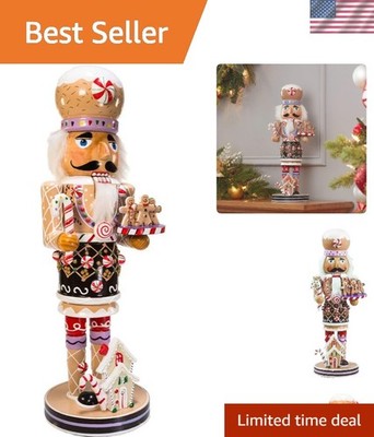 Festive 16-Inch Gingerbread Nutcracker with Chef Design - Perfect Holiday Gift