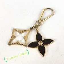 Louis Vuitton Monogram Flower Key Chain Bag Charm Gold Black Luxury