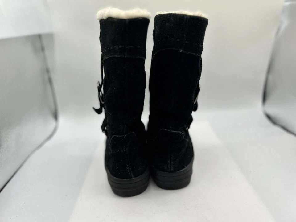 Bota de nieve de invierno White Mountain para mujer talla 9 negra piel de oveja gamuza media pantorrilla Foto 2 de 4