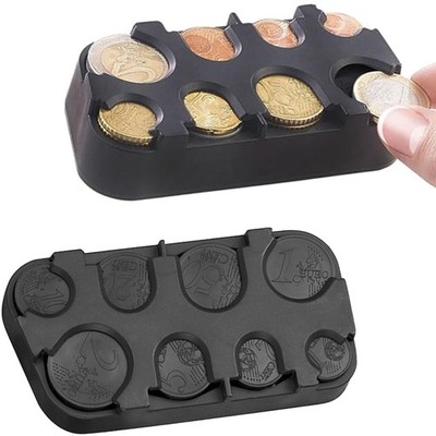 Münzbox Münzsortierer Kleingeld Aufbewahrung 2 Stück schwarz 8 Fächer