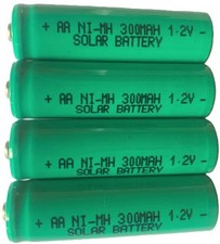 4 x SOLAR LIGHT BATTERIES AA 300mAh RECHARGEABLE NiMH GARDEN 1.56 per battery